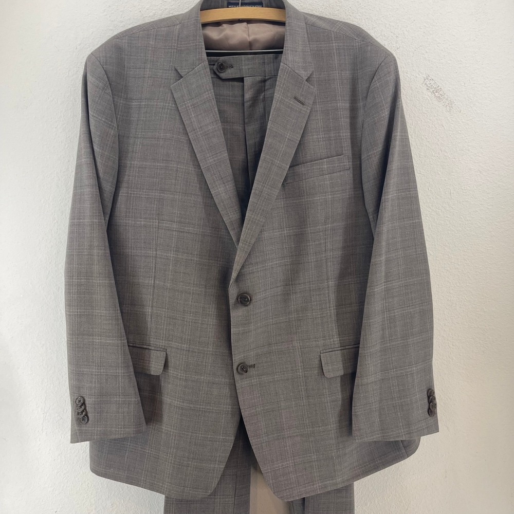 Tommy Hilfiger Wool Blend Suit Mens 48R W43 Grey Glen Plaid Regency Formal Smart - Picture 16 of 16